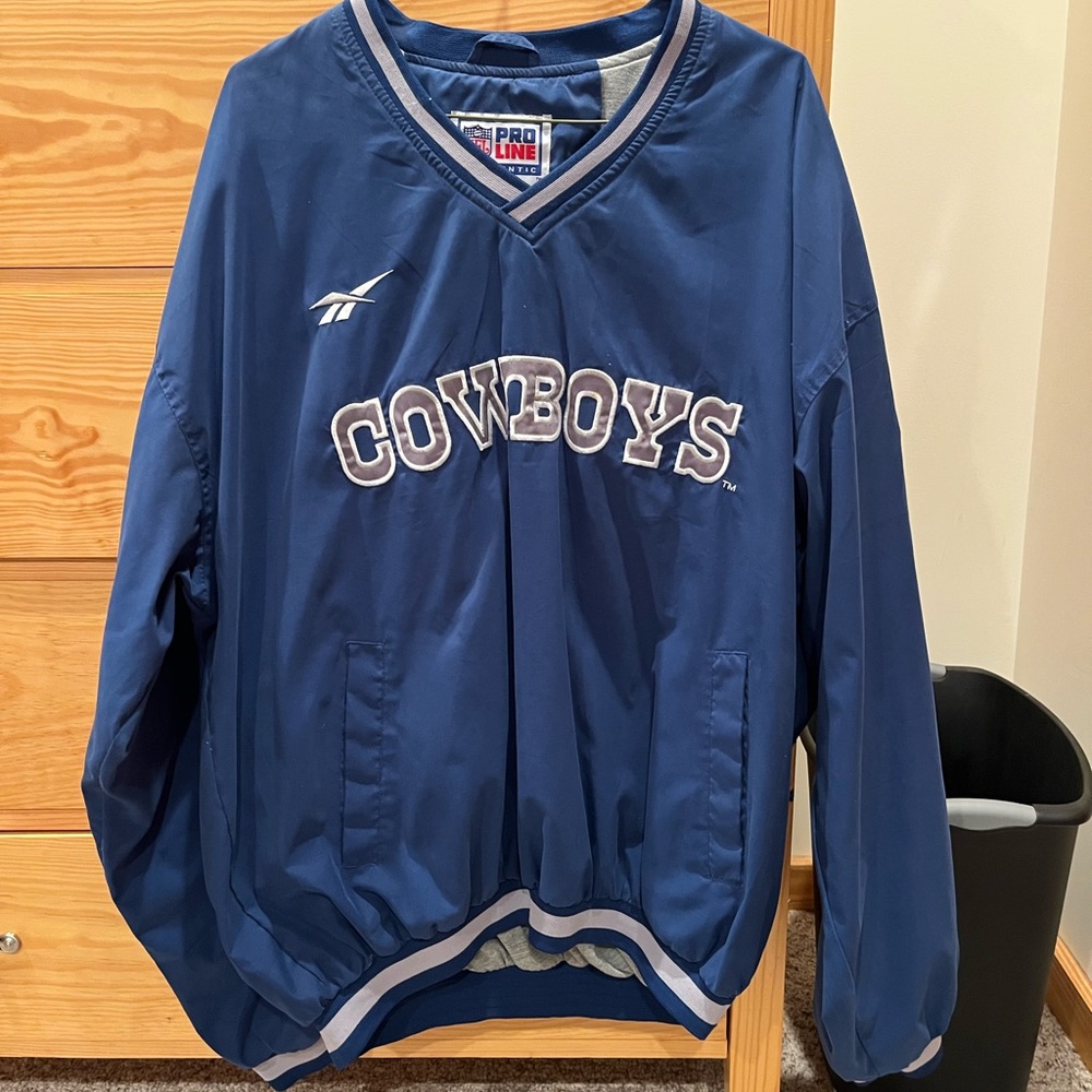 Retro Reebok Pro Line Dallas Cowboys Pullover Windbreaker - Navy